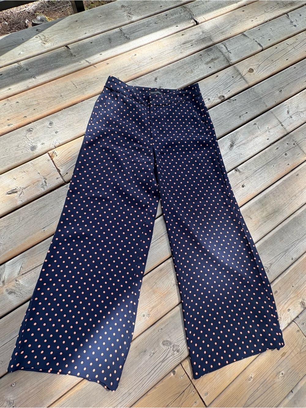 Womens Banana Republic Navy/ beige  Polka Dot Wide-Leg Pants
